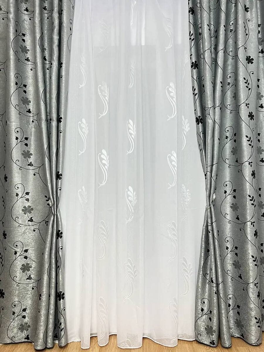 Draperie blackout - Floare de măr gri