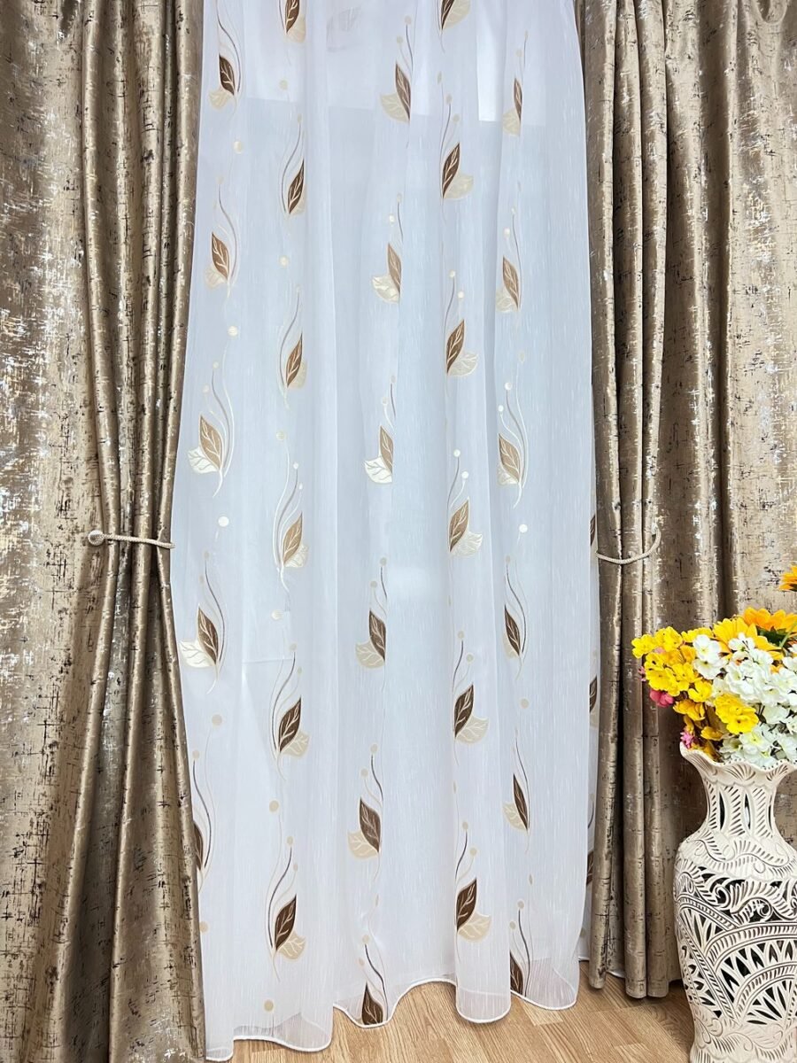 Draperie catifea cu inserții - crem